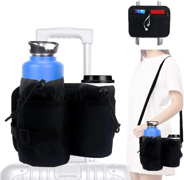 4 In 1 Thermal Luggage Travel Cup Holder Bag With Shoulder Strap Insulated Travel Drink Caddy Free Your Hand Oem Acceptable