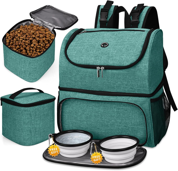 Pet Carrier Backpack for All Pet Travel Supplies Pet Travel Backpack with 2 Silicone Collapsible Bowls