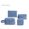 Custom Factory OEM for Velvet Makeup Pouch Waterproof Luxury 4-Piece Travel Cosmetic Bag Zipper Closure Embroidered Logo