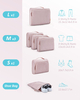 Packing Cubes for Carry On Suitcases 6 Set Packing Bags for Travel Women Quilted Look Suitcase Organizer Bags Set Luggage Organizer Cubes with Shoes Bag Pink