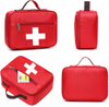 First Aid Bag Empty Emergency Treatment Medical Bags Multi-Pocket for Home School Office Car Traveling Hiking Trip Daycare Red 