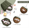 Quilted Puffer Tote Bag Nylon Zipper Winter Fashion Portable Green Color Puffy Handbag with Adjustable Straps