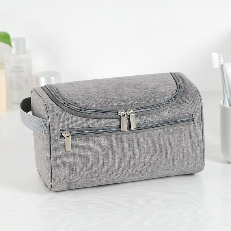 Water-resistant factory large capacity simple wholesale high quality oxford portable leather cosmetic make up pouch bag