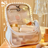 Waterproof hanging durable portable zipper clear transparent travel cosmetics pouch bags pvc pu leather cosmetic tote bag