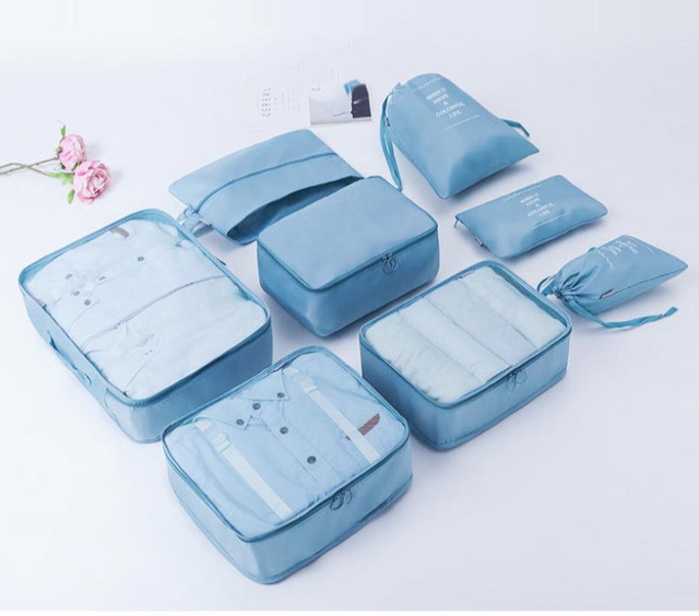 Amazon Hot Selling Luggage Organizers Bag 8PCS Travel Compression Packing Cubes Portable Storage Organizer