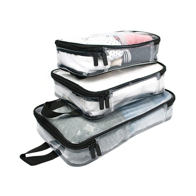 3 Piece Travel Colth Underwear Clear Organizer Pouch Storage Durable High Quality Package Large Packing Cubes