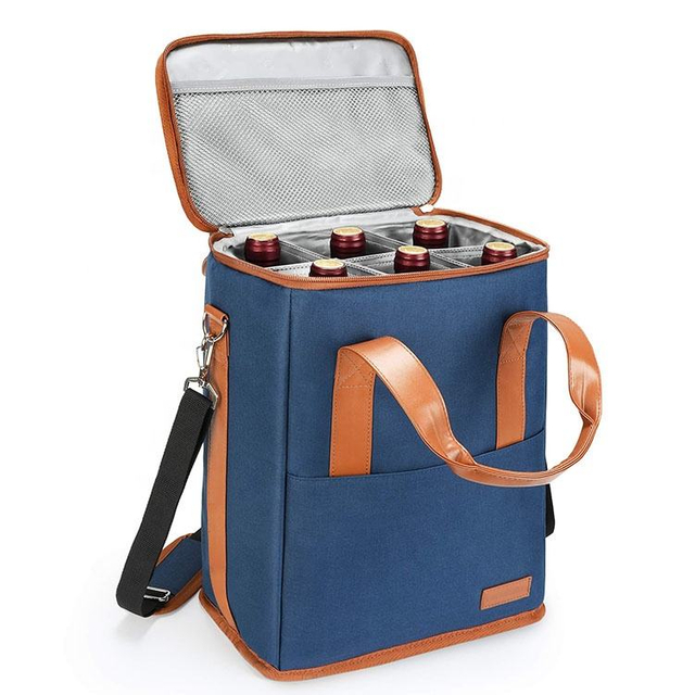 large capacity 6 bottle wine carrier thermal handle tote cooler bag collapsible wine picnic cooler bag insulated