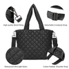 Womans Fashion Black Soft Travel Weekender Shopping Street Custom Cotton Padded Quilted Puffer Bags Puffy Tote Bag