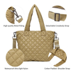 Ladies Outdoor Casual Overnight Beige Quilting Puffy Tote Bag Handbags Soft Shopping Travel Bag Puffer Custom