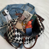 Korean Style Plaid Canvas Travel Handbag Luxury Canvas Travel Overnight Carry On Luggage Gym Duffel Tote Bag