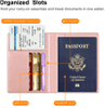 Passport Holder Travel Wallet RFID Blocking Pink Color PU Leather Women Card Case Cover