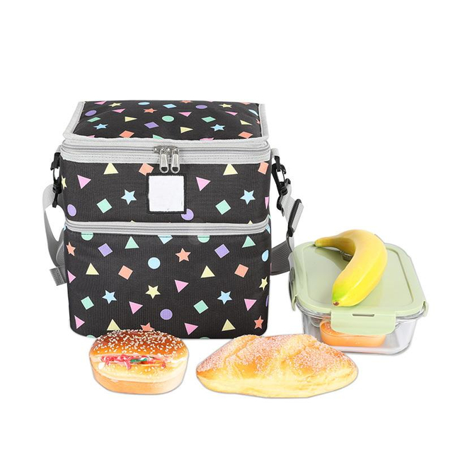 Fashionable Private Label Custom Logo Double Deck School Kids Children Cooler Lunch Bag Insulated Bags For Food