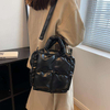 Winter Padded Stripe Quilted Handbags Small Puffer Soft Space Ladies Quilt Vintage One-shoulder Tote Bag With Large Capacity