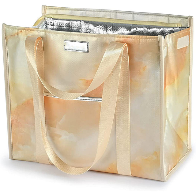 Large Insulated Custom Reusable Sublimation Printing Grocery Shopping Tote Bag, Waterproof Insulated Cooler Bags