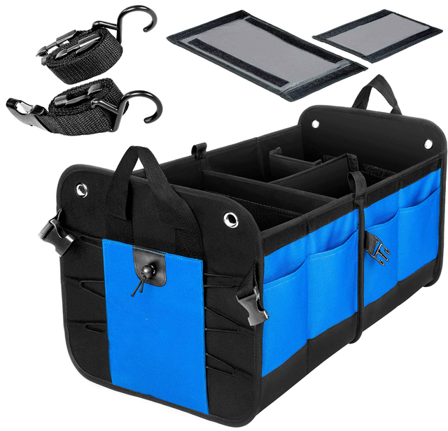 Large Private label Collapsible Trunk Organizer Portable Multi Compartments Trunk Storage with Pockets for Grocery Cargo