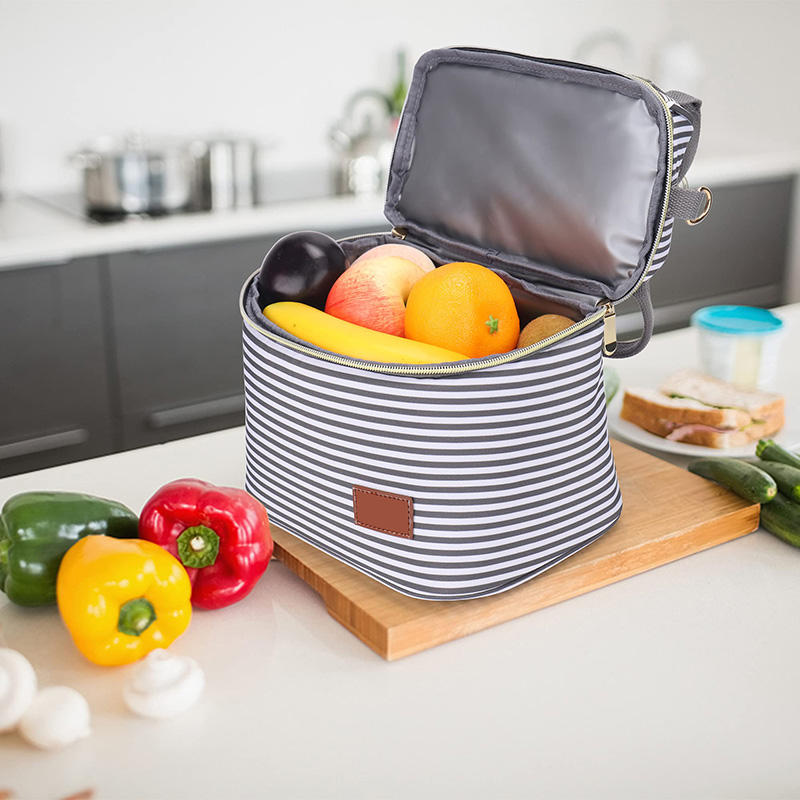 Double Deck Cooler Bag Waterproof Reusable Lunch Box Bag For Office Work School