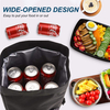 Adjustable Shoulder Strap Printing Insulated Rolltop Lunch Bag Multi-Pocket For Work Office Picnic Outdoor Lunch Cooler Bag
