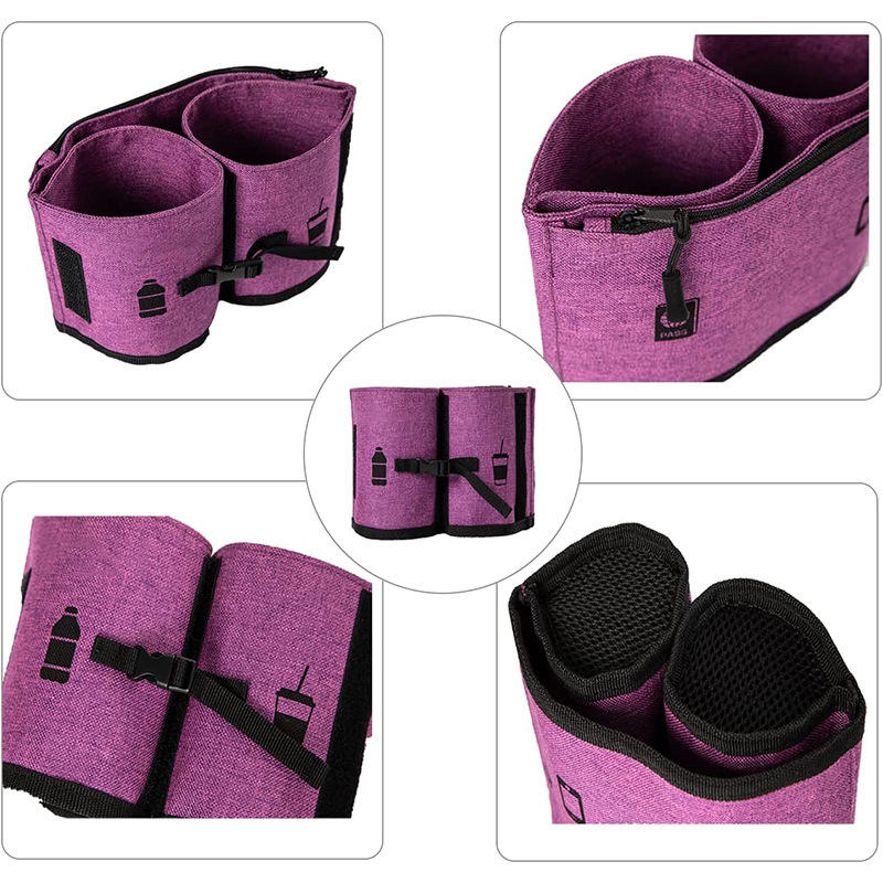 BSCI Manufacturer Wholesale Folding Multifunctional Portable Cup Cover Rolled On Handle luggage Travel cup holder