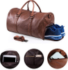 High Quality Leather Duffel Bag with Shoe Compartment for Men Leather Weekender Overnight Travel Carry On Bag
