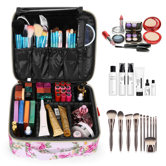 Makeup Storage Bag Professional Cosmetic Case Travel Makeup Bag With Adjustable Dividers Women Makeup Accessories Organizer