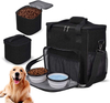 Dog Travel Food Bag Luxury Pet Packs Carrier Bag Pet Tote Dog Weekend Bag with 2 Storage Containers and Collapsible Dog Bowls