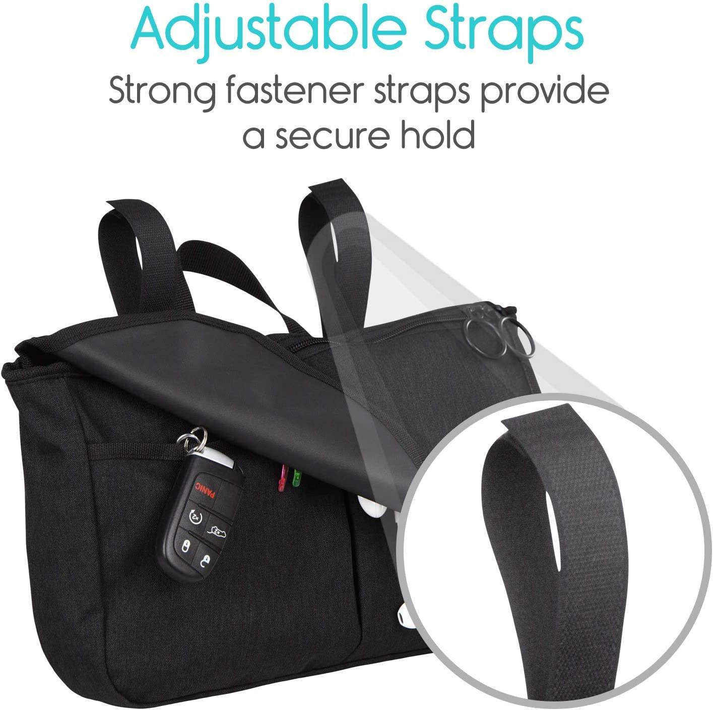 Wheelchair Carry Bag Arm Rest Pouch For Rollator Walkers Power Wheel Chairs And Knee Scooters Side Storage Organizer