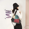 Canvas Hand Purses For Women Fashion Hobo Multi-Color Splice Shoulder Cross-body Handbags Tote Bag