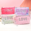 Custom Sequins Embroidery Women Velvet Make Up Pouch Cosmetic Wholesale Makeup Travel Pouch Cosmetics
