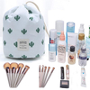 High Quality Custom Print Lazy Drawstring Cosmetic Makeup Bag Soft Waterproof Travel Cosmetic Toiletry Bag