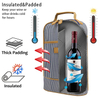 Upgraded Portable Waterproof Travel Single Bottle Insulated Wine Carrier Tote Wine Cooler Bag with Glasses Compartment