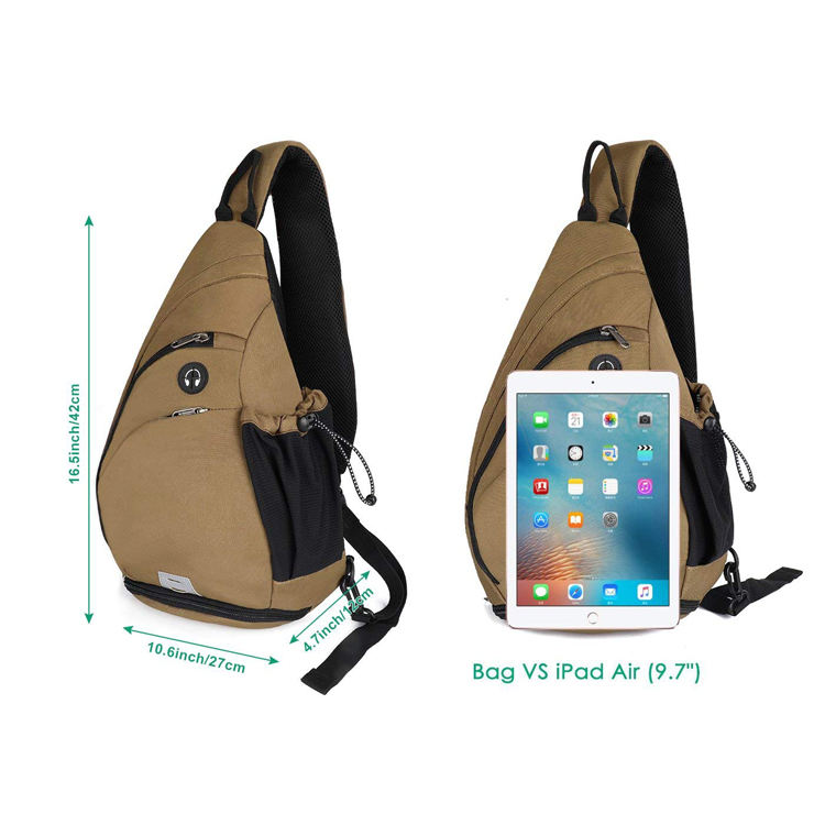 sling backpack, small crossbody daypack causal canvas backpack, chest bag for men or women