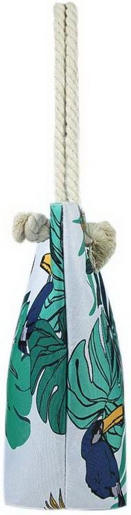 Custom cotton canvas tote bag summer beach bag stylish leaf printing beach bag with cotton rope handles
