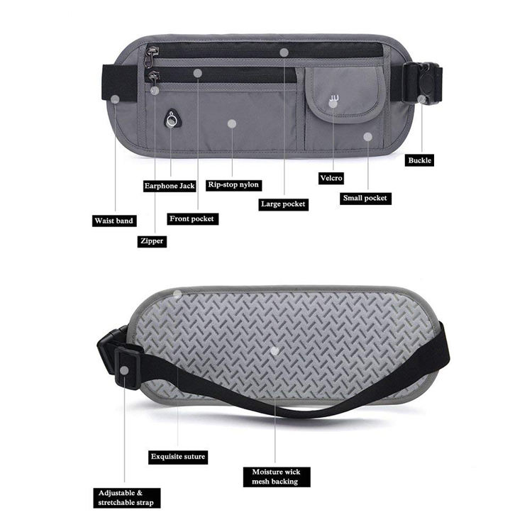 Ripstop Slim Running Sport Waist Fanny Pack For Men with Headphone Jack