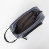 Portable Carry on Luxury Gray Leather Cosmetic Bag Toiletries Accessories Storage Toiletry Travel Shaving Bag for Men
