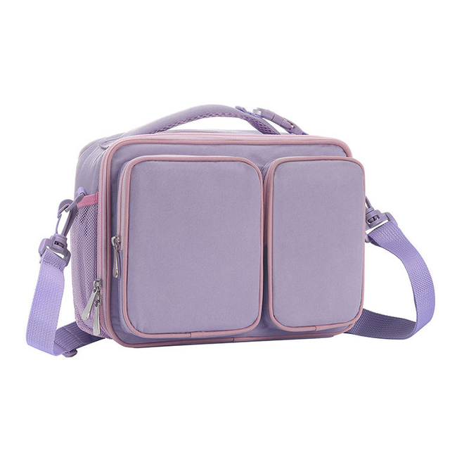 Wholesale Light Purple Custom Insulated Lunch Bag Kids School Thermal Food Drink Cooler Bag