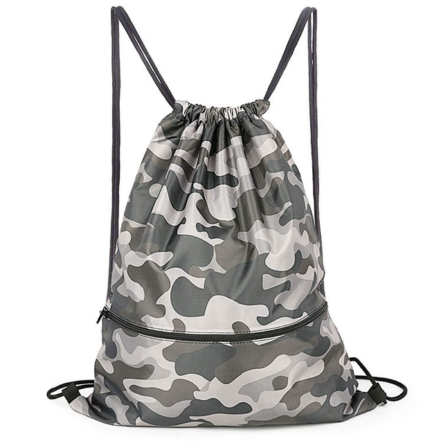 Customized Waterproof Lightweight Drawstring Backpack Camouflage Men Sport Gym String Bag