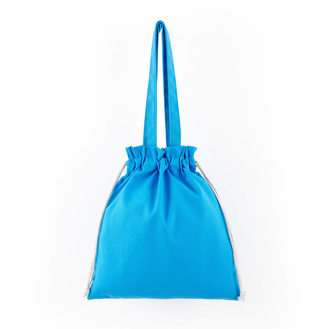 Multifunctional beach shoes bag gift bag 12oz natural blue canvas cotton tote bag drawstring drawstring for shopping