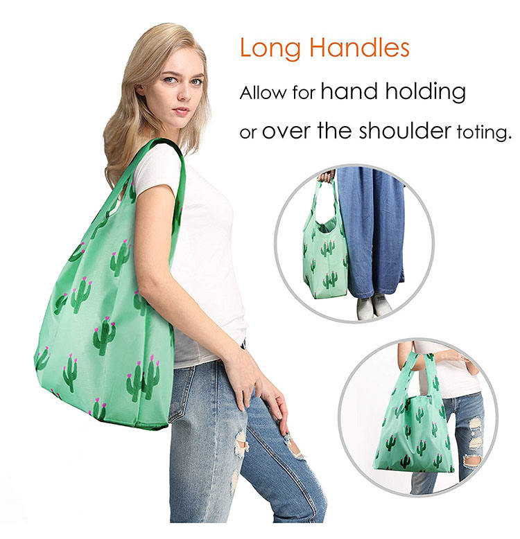 Foldable Reusable Shopping Bags Eco Friendly Ripstop Waterproof Machine Washable Lightweight Shopping Tote Bags
