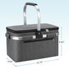 Insulated Cooler Bag Portable Collapsible Picnic Basket Cooler with Sewn in Frame
