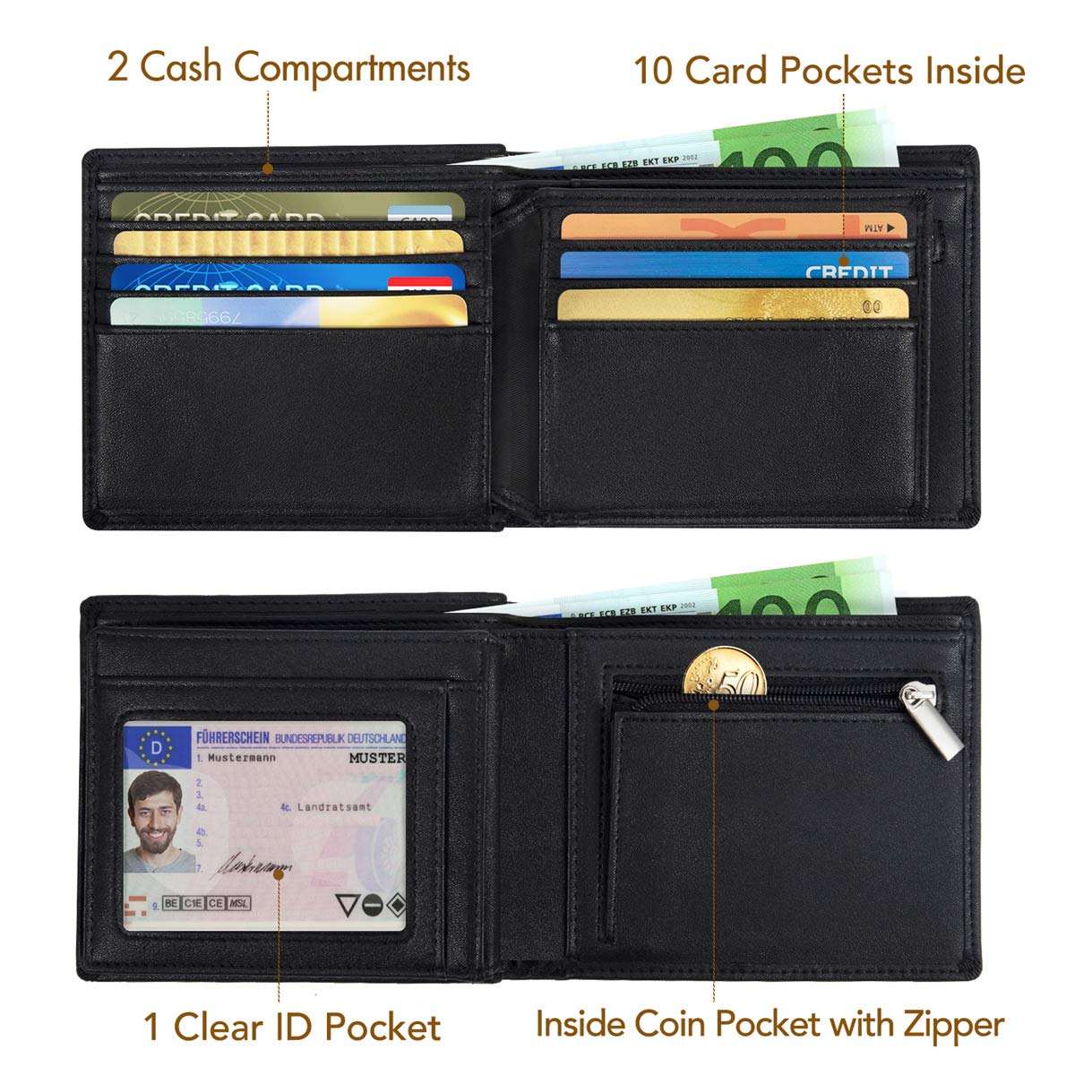 Custom Business RFID Wallet men with credit card holder wholesale