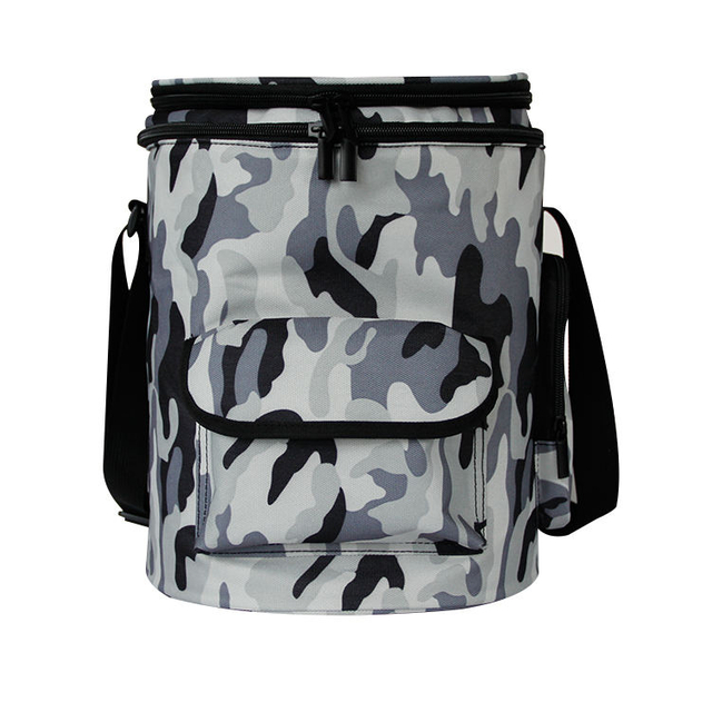 Round Insulated Camouflage Speaker Cooler Bag Travel Beach PEVA