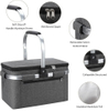 Insulated Cooler Bag Portable Collapsible Picnic Basket Cooler with Sewn in Frame