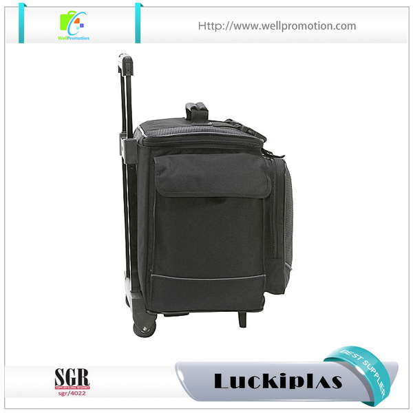 Black strong 12 bottle portable wine cooler bag with wheels