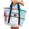 lightweight large mesh beach tote bag with external pocket