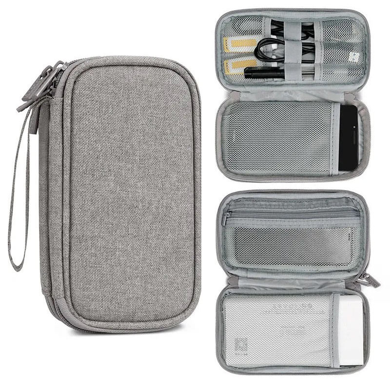 custom portable usb cable power bank hard drive earphones organizer bag for travel