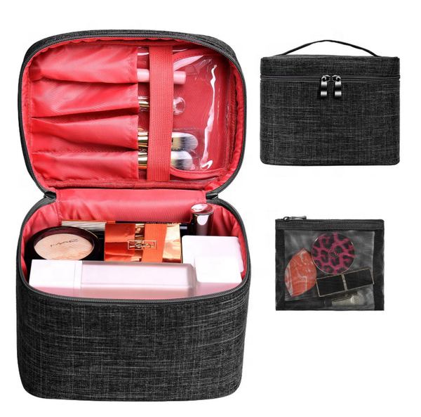 Large Capacity Private Label Custom Logo Makeup Bag Women Lady Travel Square Black Cosmetic Bags