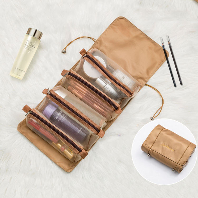 Ladies Travel Portable Mesh Toiletries Bag See Through Make Up Brush Organizer Pocket Bag