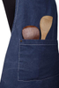 Cotton apron for women with pocket, blue organic cotton apron with adjustable neck strap