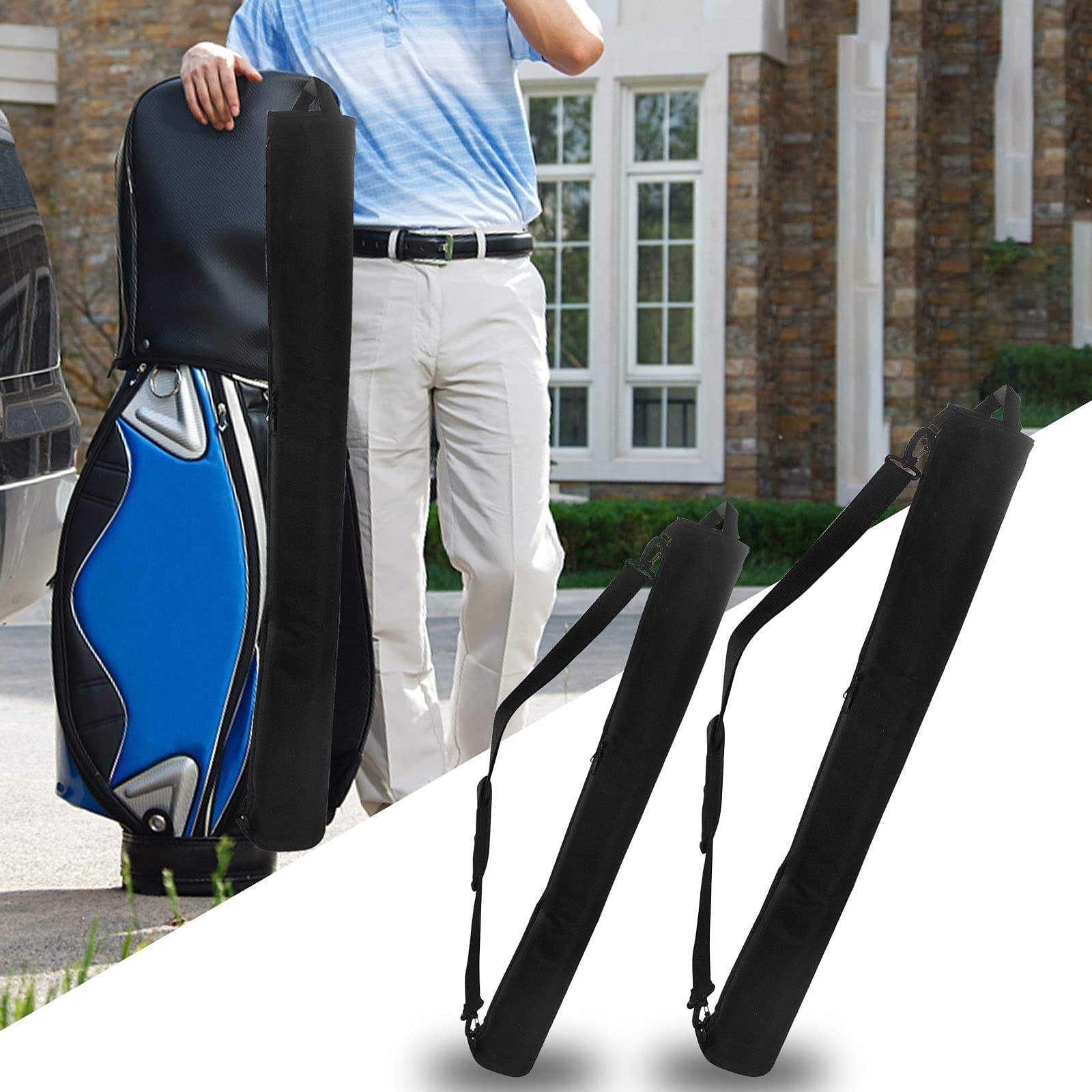 Wholesale 600D/1680D Black Golf Beer Sleeve 6 7 8 Cans Insulated thermal Cooler Tube Bag with Adjustable Padded Shoulder Str