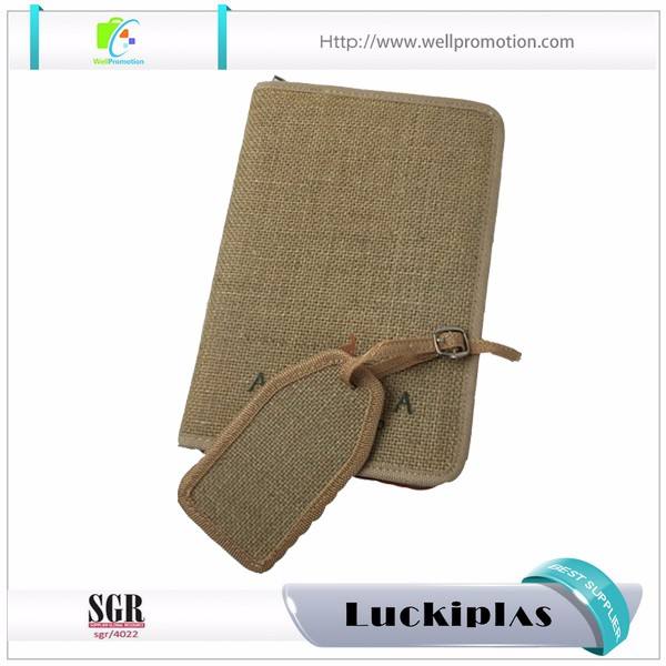 Wholesale custom jute linen padfolios/portfolio with ring binder